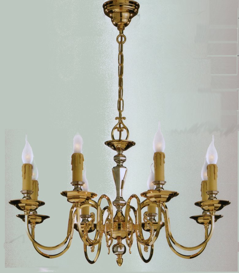 Люстра Bejorama art.16238, производство Испания; Высота:47 ;Диаметр:70 ;Глубина: ; Количество ламп: 8;  Максимальная мощность лампы: 40 Вт.; Цвет: золото - никель;  Цена: ; 