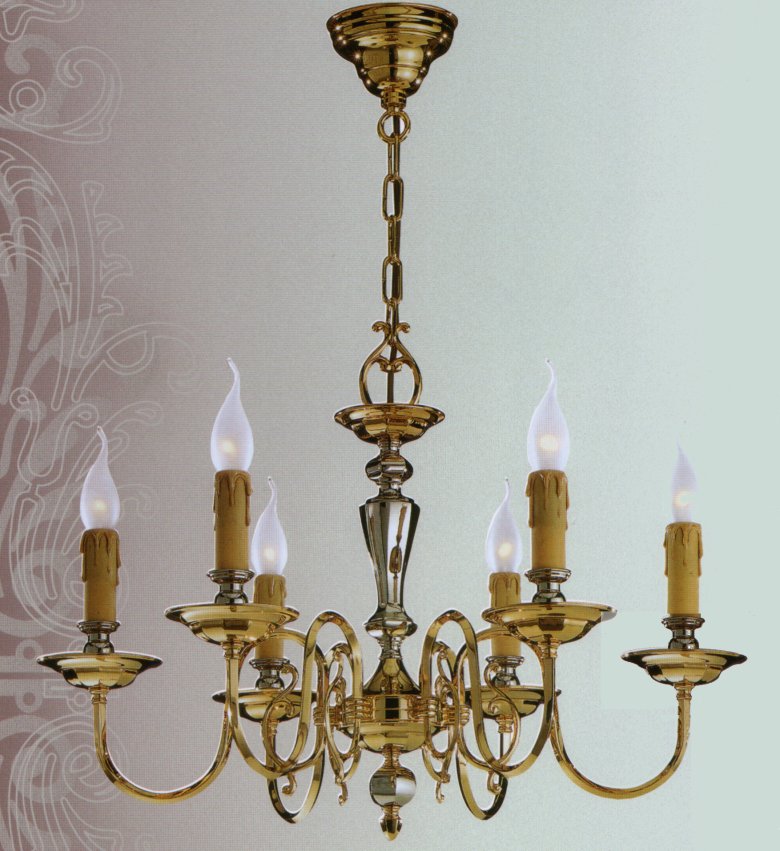 Люстра Bejorama art.16246, производство Испания; Высота:47 ;Диаметр:62 ;Глубина: ; Количество ламп: 6;  Максимальная мощность лампы: 40 Вт.; Цвет: золото - никель;  Цена: ; 