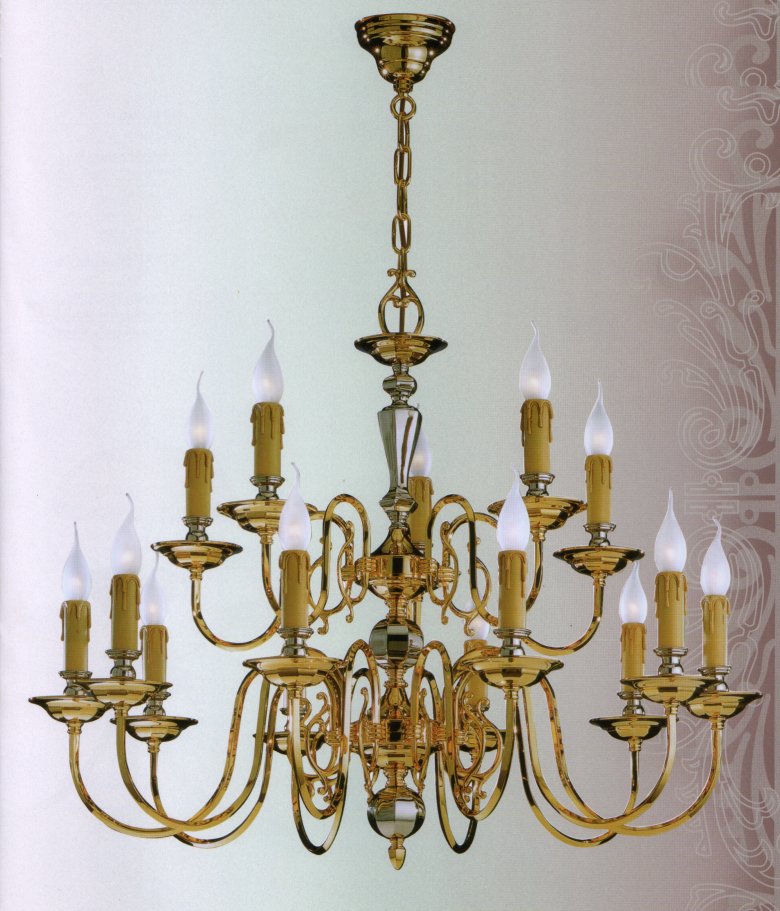 Люстра Bejorama art.203710+5, производство Испания; Высота:70 ;Диаметр:86 ;Глубина: ; Количество ламп: 15;  Максимальная мощность лампы: 40 Вт.; Цвет: золото - никель;  Цена: ; 