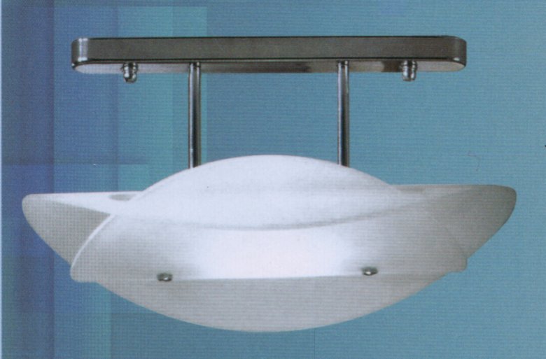 Люстра KRU art.pl_576, производство Италия; Высота:33 ; Диаметр:56; Глубина: ; Количество ламп:1 галоген; Максимальная мощность лампы:150 Вт.;  Стекло: белое матовое ; Металл:хром ; 