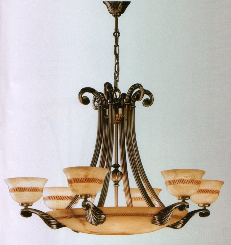 Люстра Possoni art.25006+6, производство Италия; Высота:63;Диаметр:94 ;Глубина: ; Количество ламп: 12; Максимальная мощность лампы:40 Вт.; Цвет: бронза, тено – красная медь;  Цена: ; 