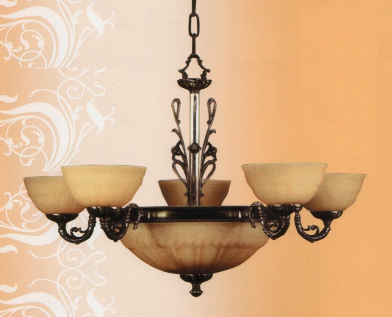 Люстра Vidrios Granada art.2003_5+2, производство Испания; Высота:50 ;Диаметр:76;Глубина: ; Количество ламп:5хЕ27 ; Максимальная мощность лампы:60 Вт.;+ 2хЕ14 -40Вт.   Цена: ; 