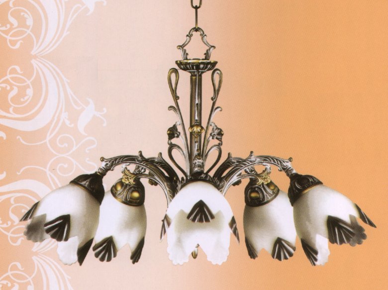 Люстра Vidrios Granada art.6503_5, производство Испания; Высота:42 ;Диаметр:57;Глубина: ; Количество ламп:5хЕ14 ; Максимальная мощность лампы:40 Вт.;   Цена: ; 